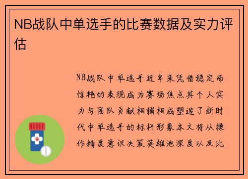 NB战队中单选手的比赛数据及实力评估